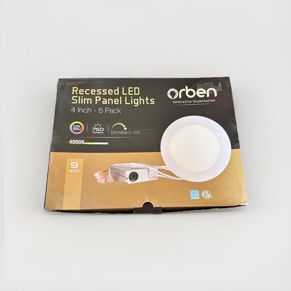 Orben 6” Ultra-Thin LED Recessed Dimmable Lighting with J-Box | 6-Pack (New)